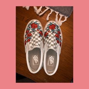 rose-embroidered Vans LEATHER